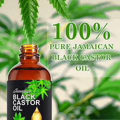 Jamaican Black Castor Oil packaging display highlighting organic, cold-pressed oil