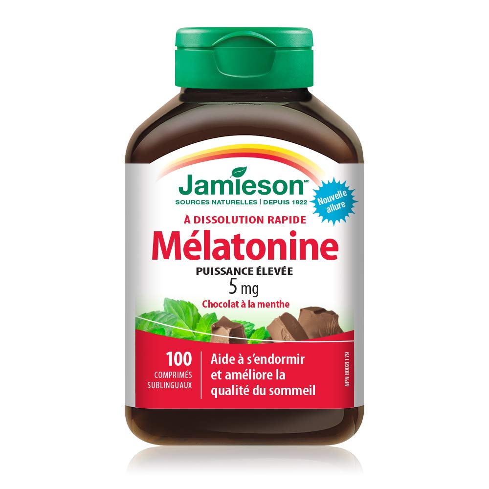 Jamieson Melatonin 5 mg fast-dissolving tablets front label