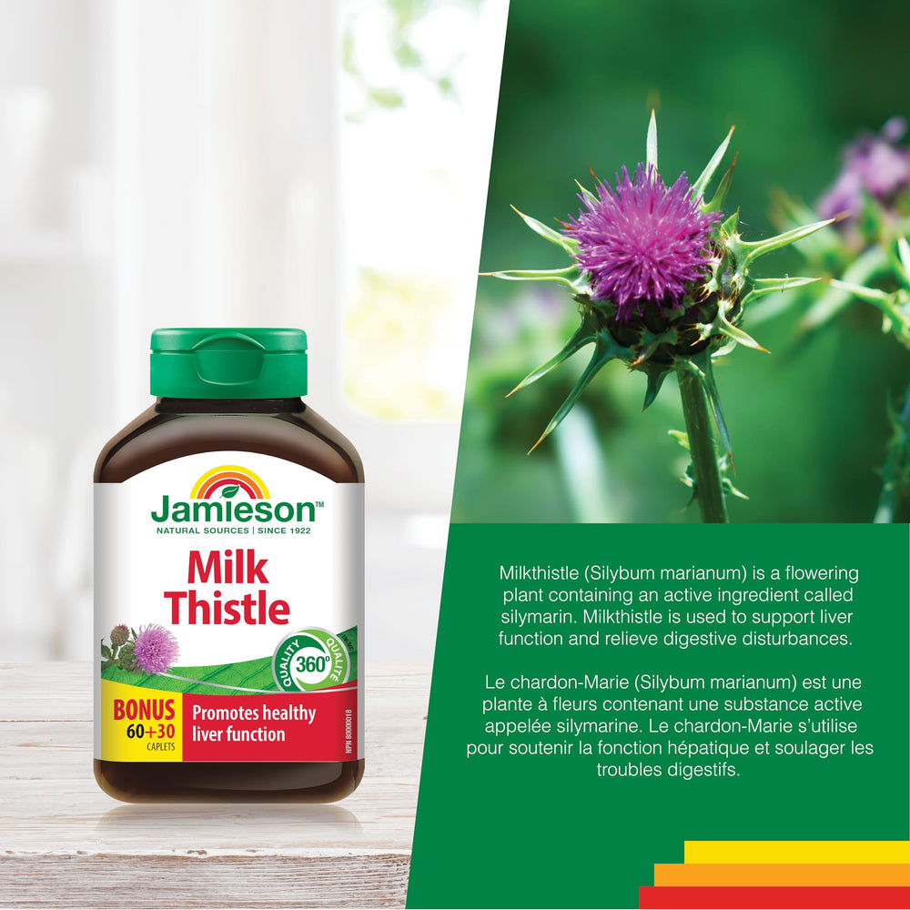 Back label view of Jamieson Milk Thistle bottle