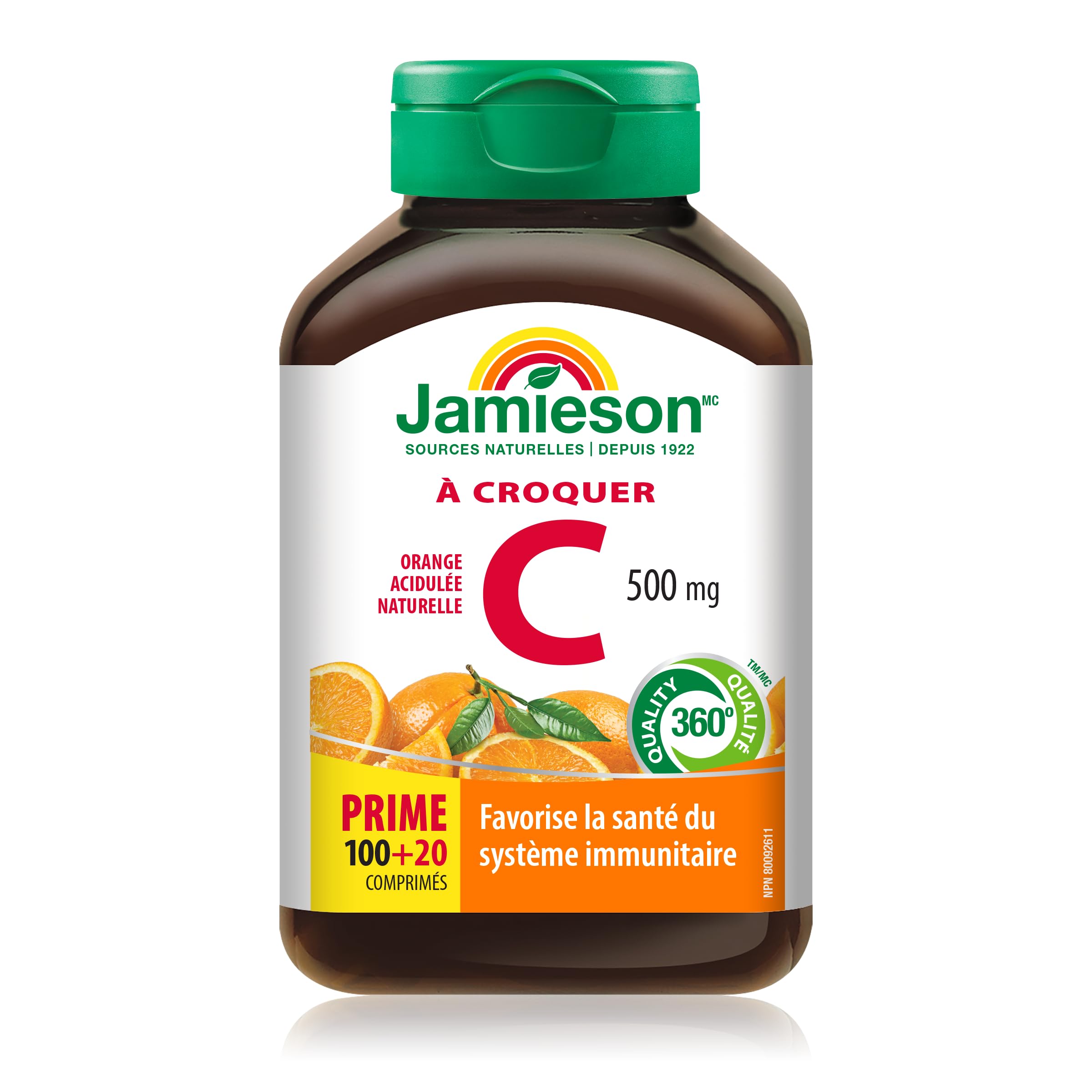 Packaging image for Jamieson Vitamin C Orange 500mg 120 chewable tablets