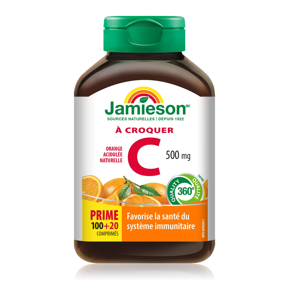 Packaging image for Jamieson Vitamin C Orange 500mg 120 chewable tablets