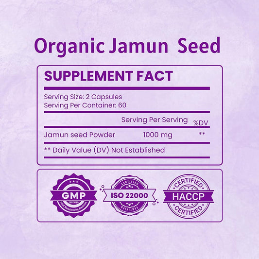 Jamun seed capsules 1000mg 120-count