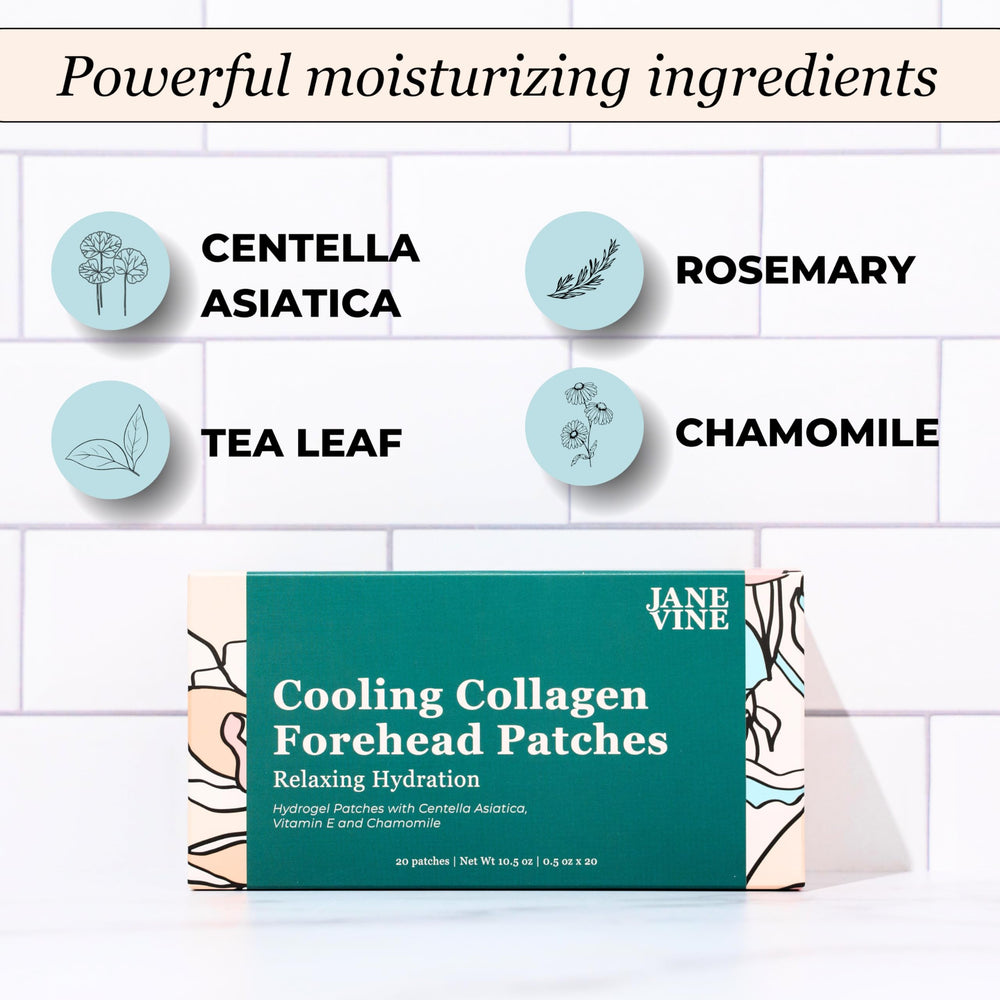 Cooling patch effect shown on the forehead