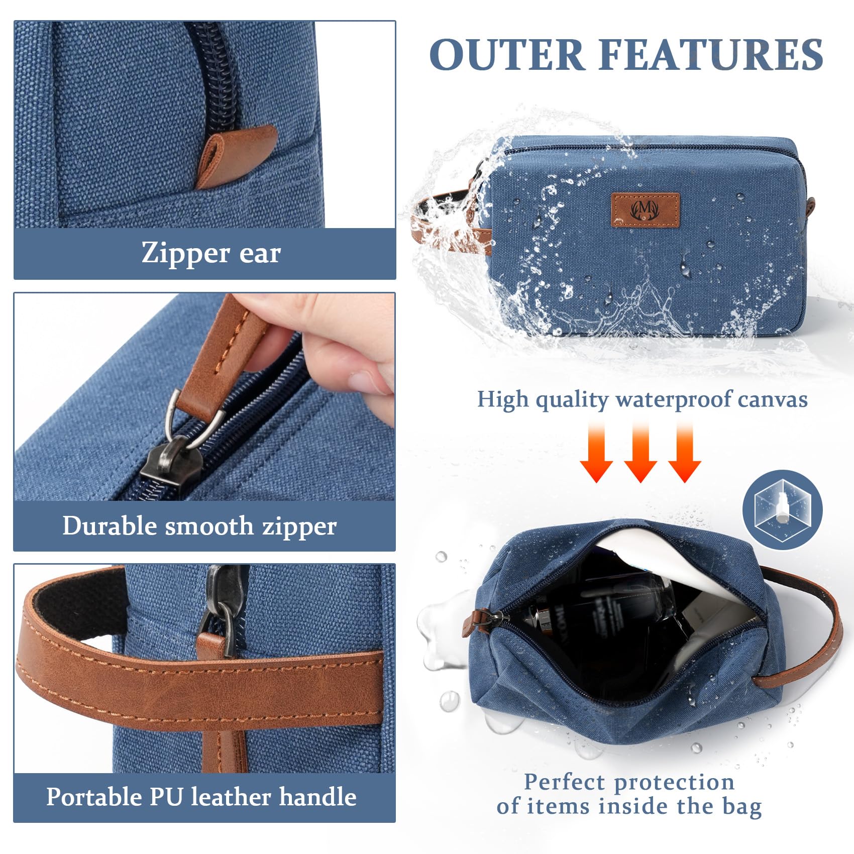 Janhavi canvas dopp kit shows large capacity and durability.