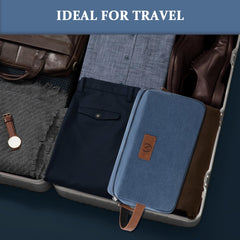Durable zipper and sturdy construction on the blue Janhavi bag