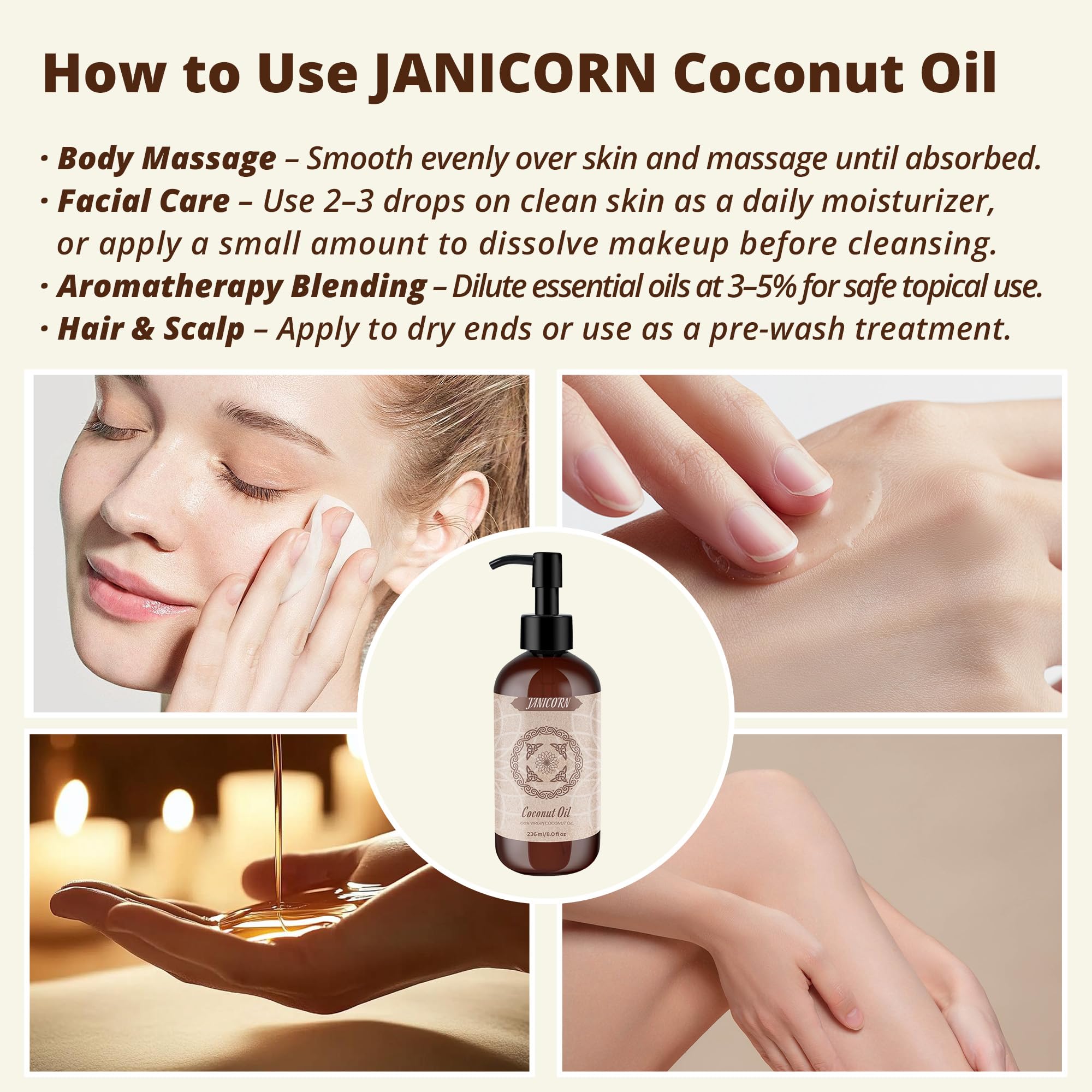 Multi-use coconut oil for skin, face, body and hair