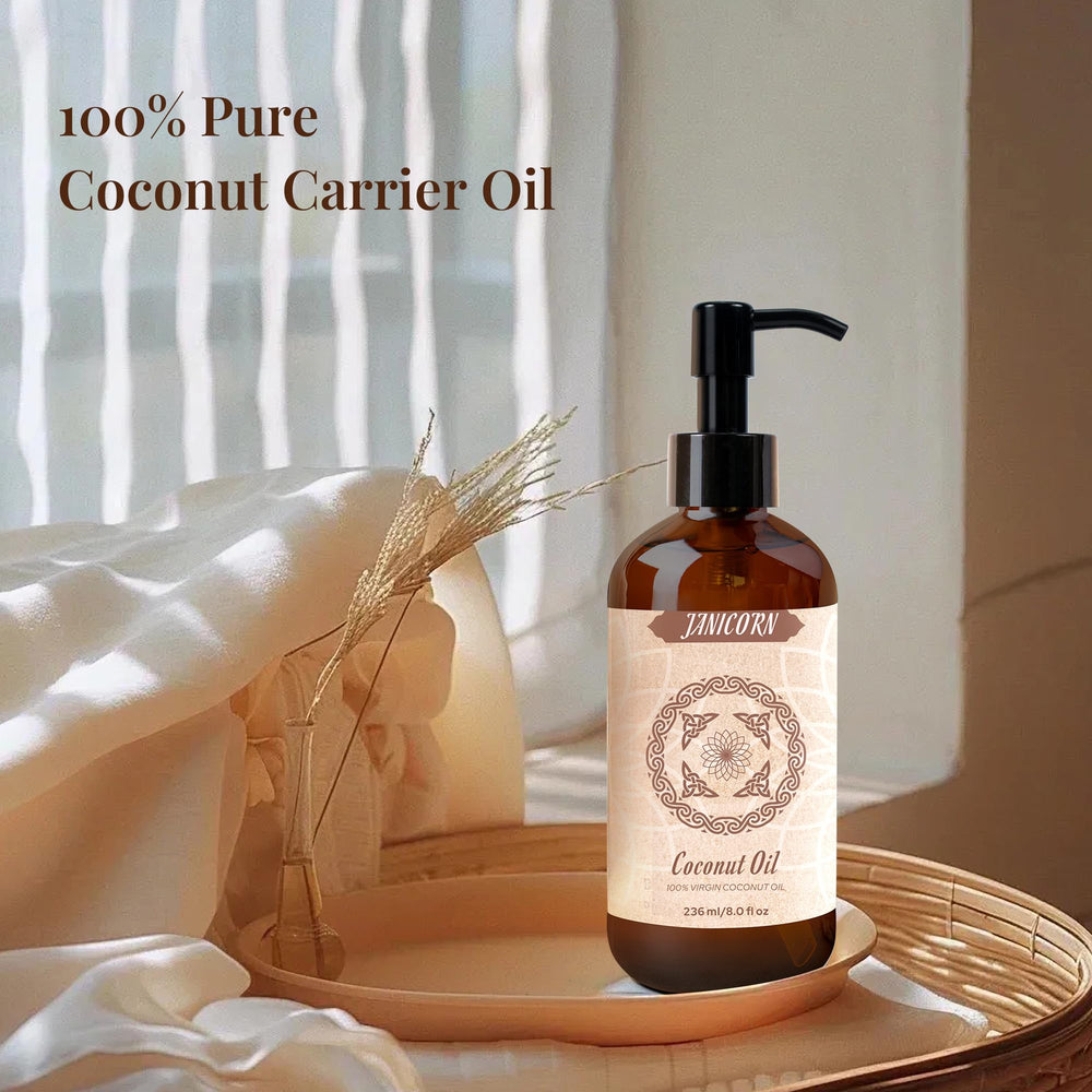 JANICORN coconut oil packaging side view