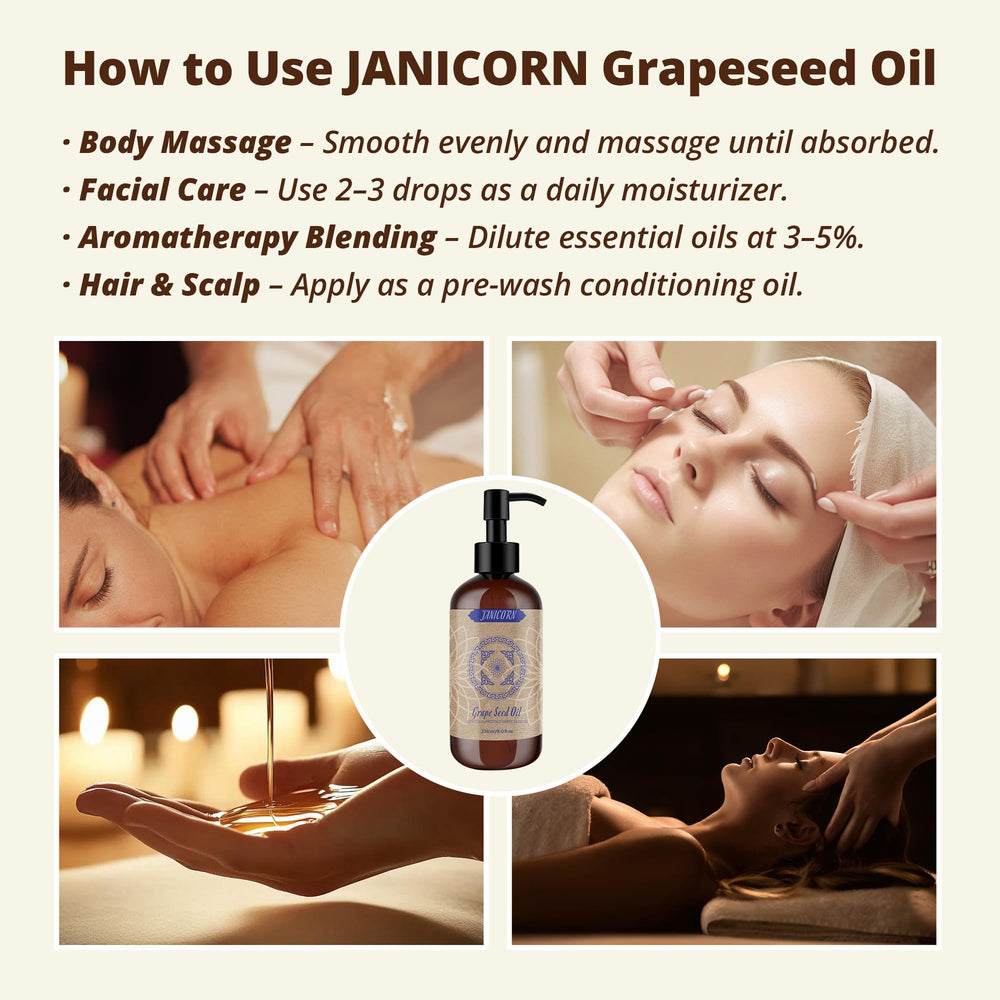 Grapeseed oil used on the body after shower