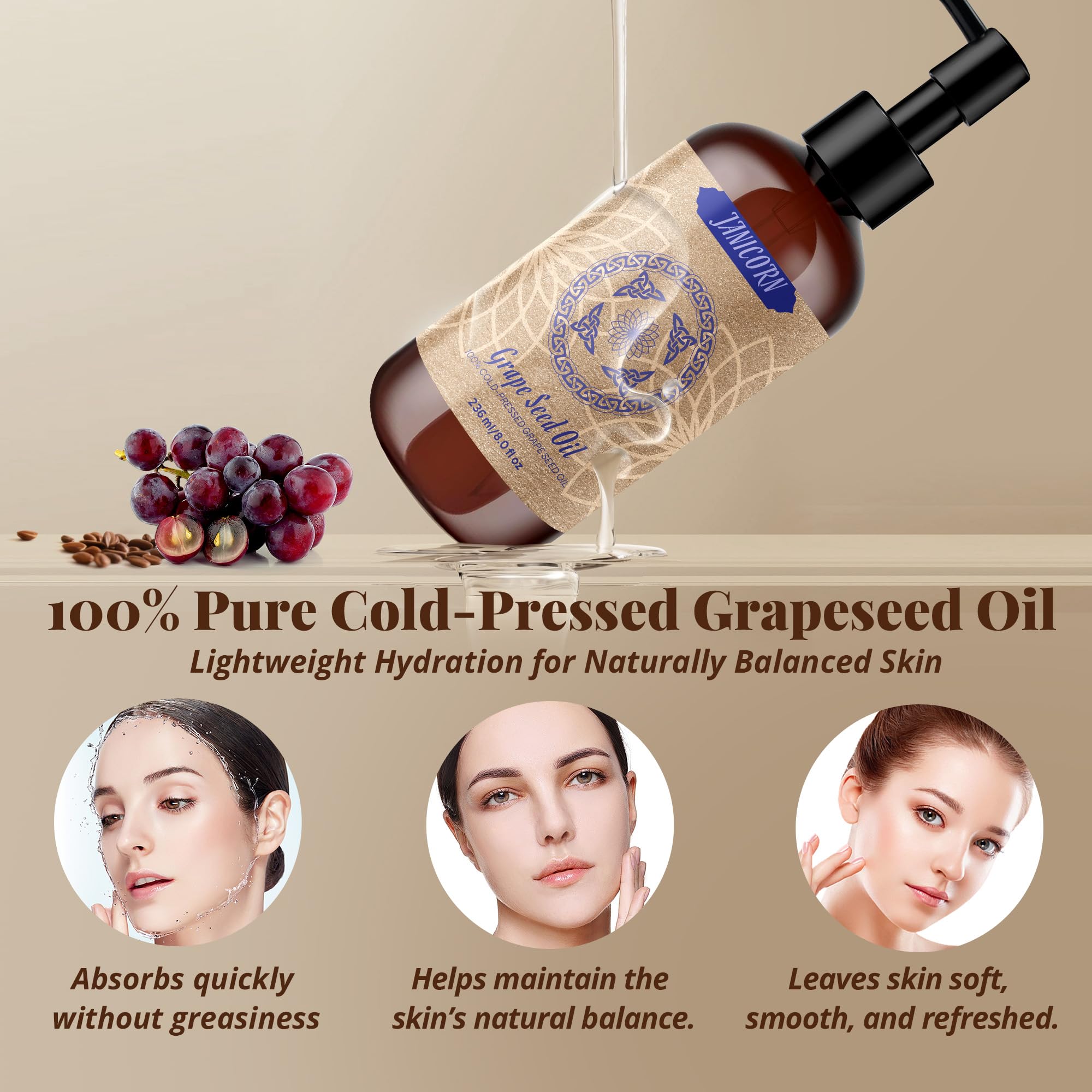 Grapeseed oil for hair hydration