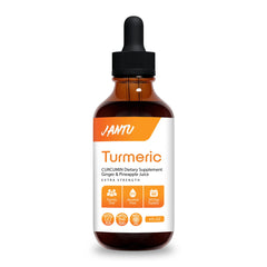 Jantu Liquid Turmeric Curcumin Drops bottle with pineapple flavor, ginger and black pepper