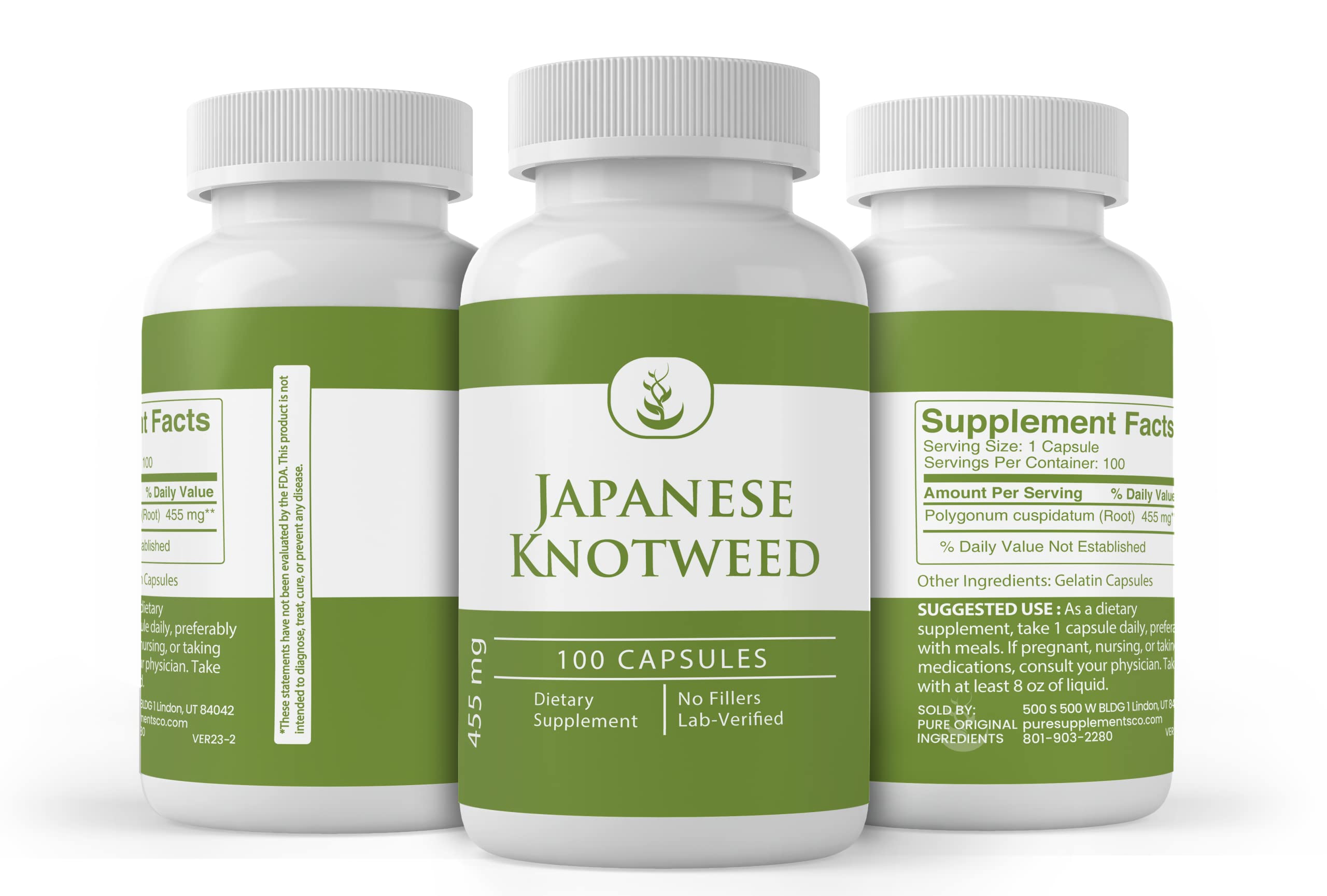 Lab verification seal on Pure Original Japanese Knotweed capsules