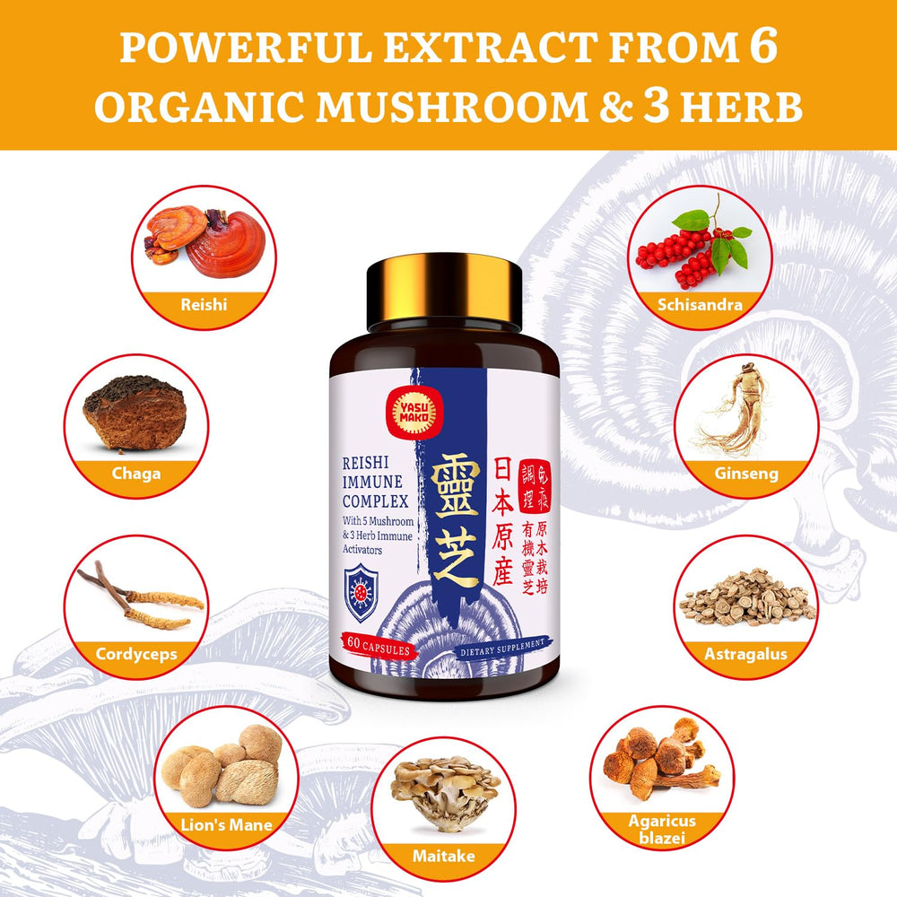 Organic vegan mushroom capsules in packaging
