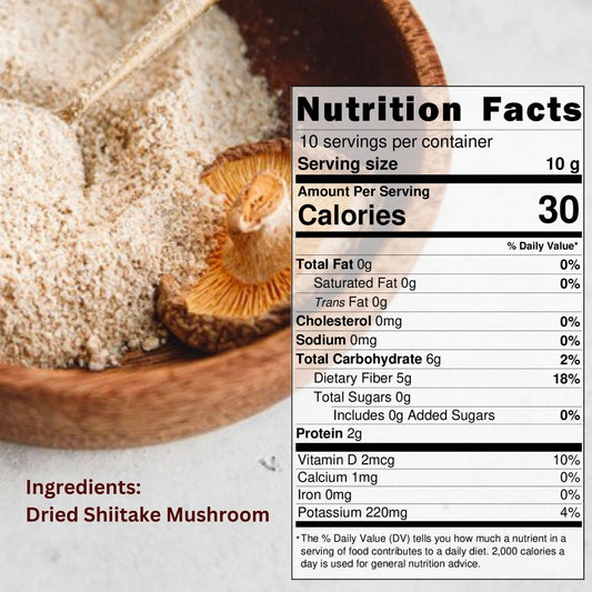 Resealable pouch containing shiitake umami powder