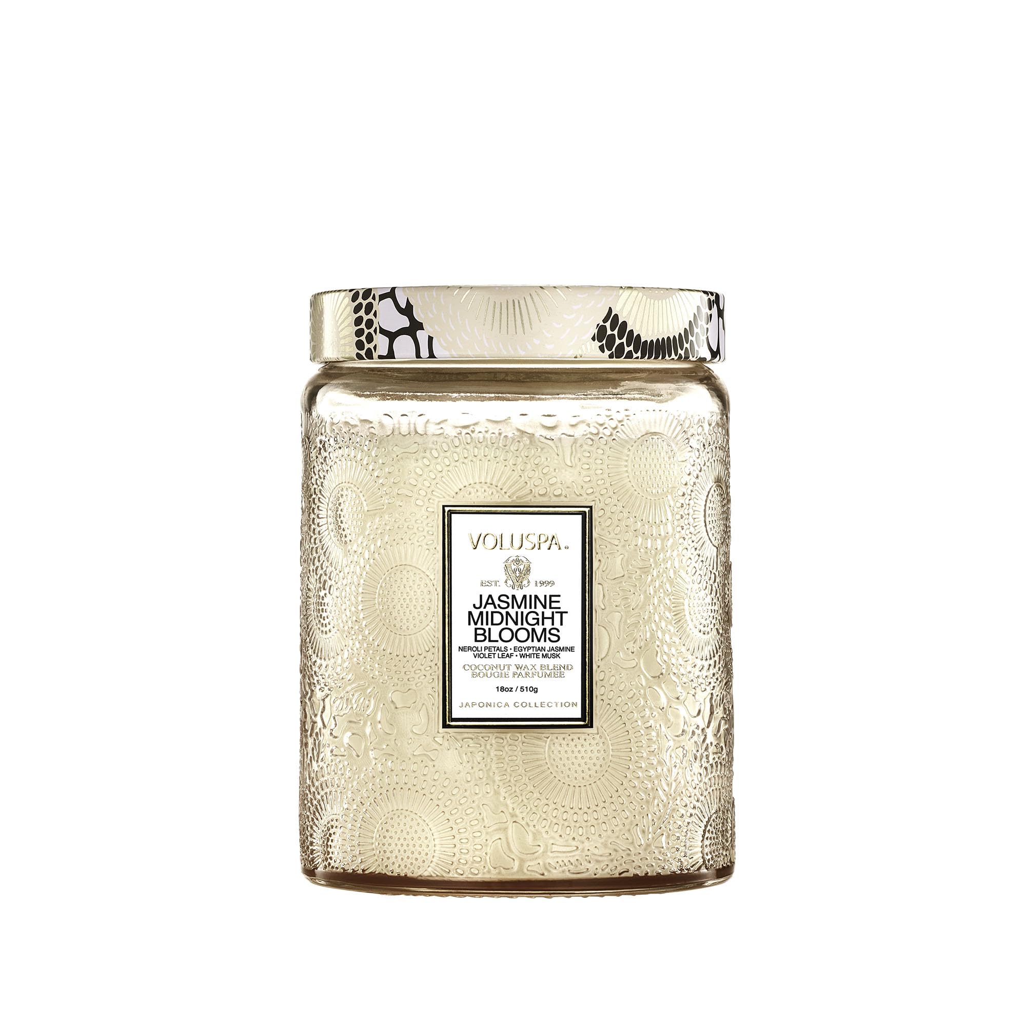 Japonica Collection Large Jasmine Midnight Blooms 18 oz Voluspa candle jar