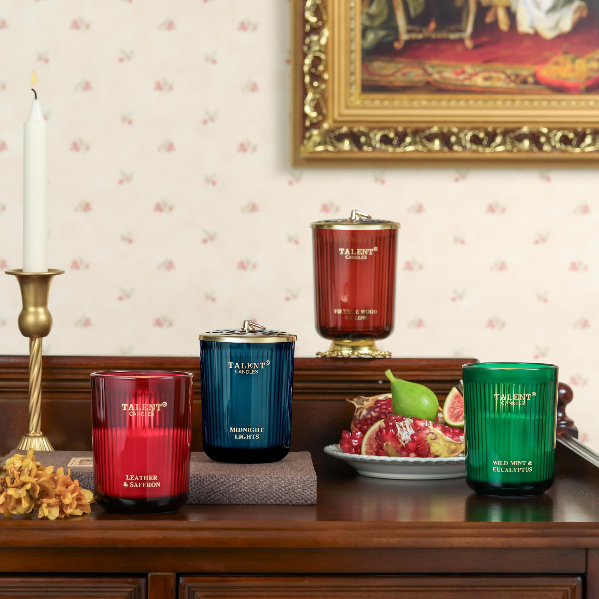 Elegant jar candle on a modern decor shelf