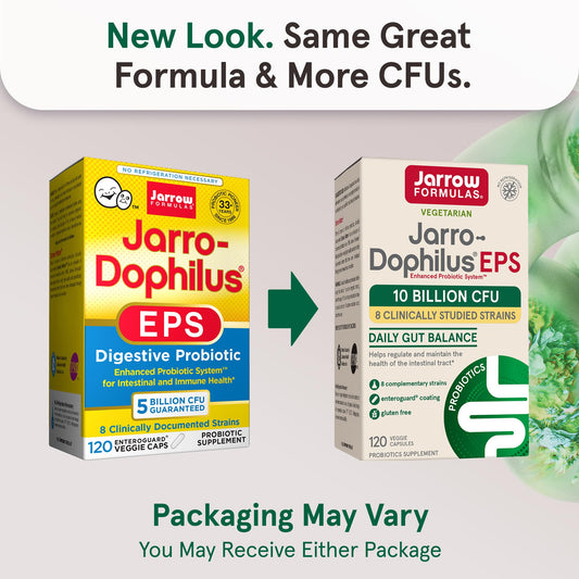 Front label of Jarrow Formulas Jarro-Dophilus EPS probiotic bottle