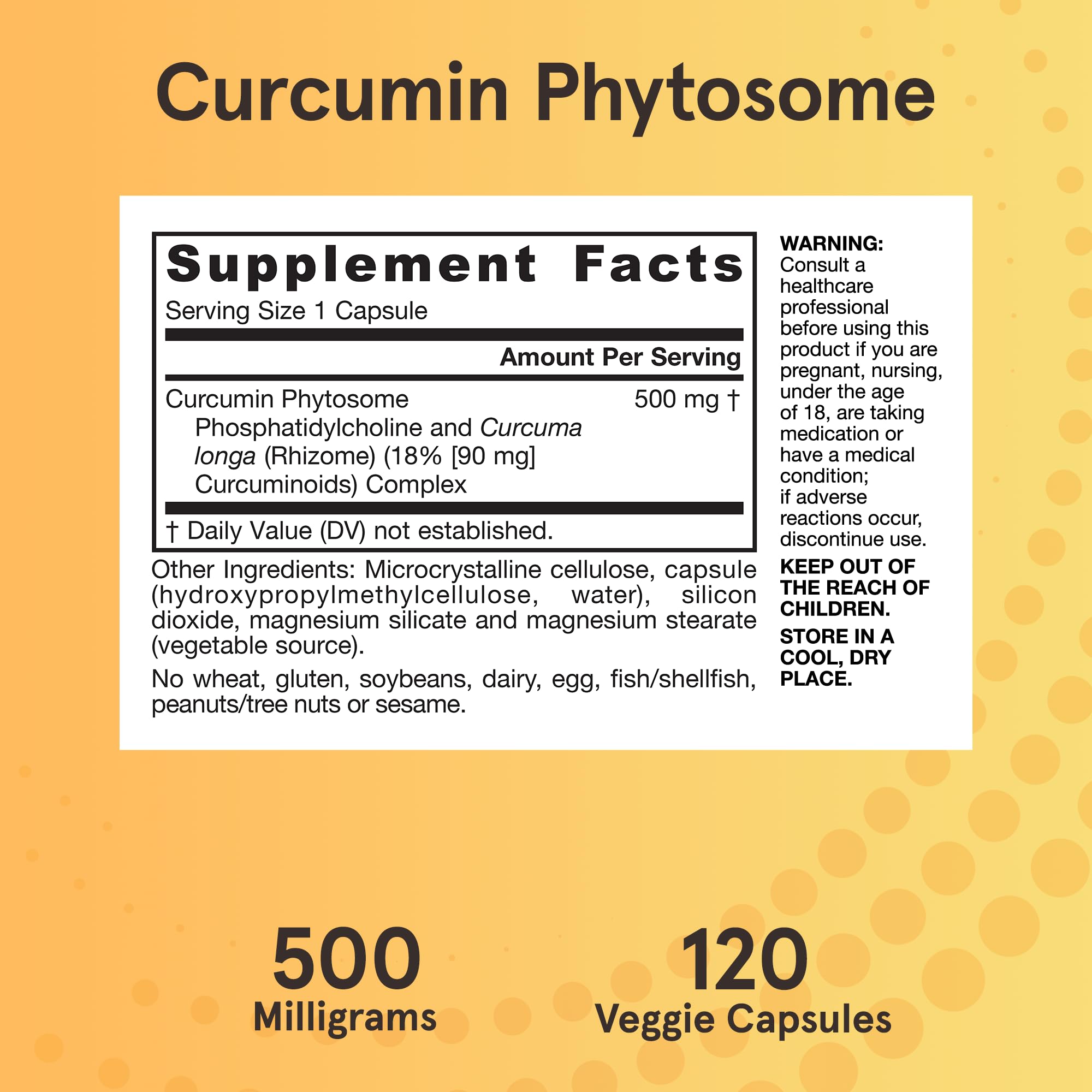 Bottle of Jarrow Curcumin Phytosome 500 mg with label