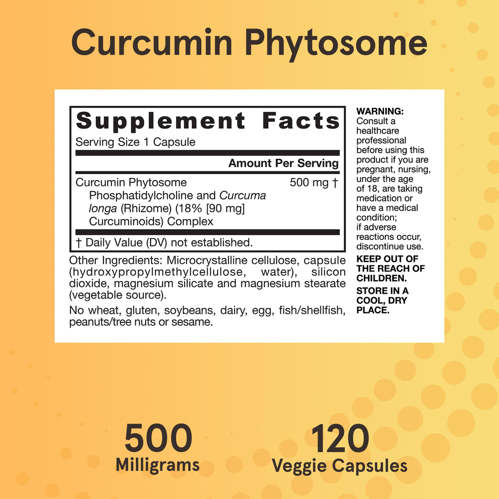 Bottle of Jarrow Curcumin Phytosome 500 mg with label