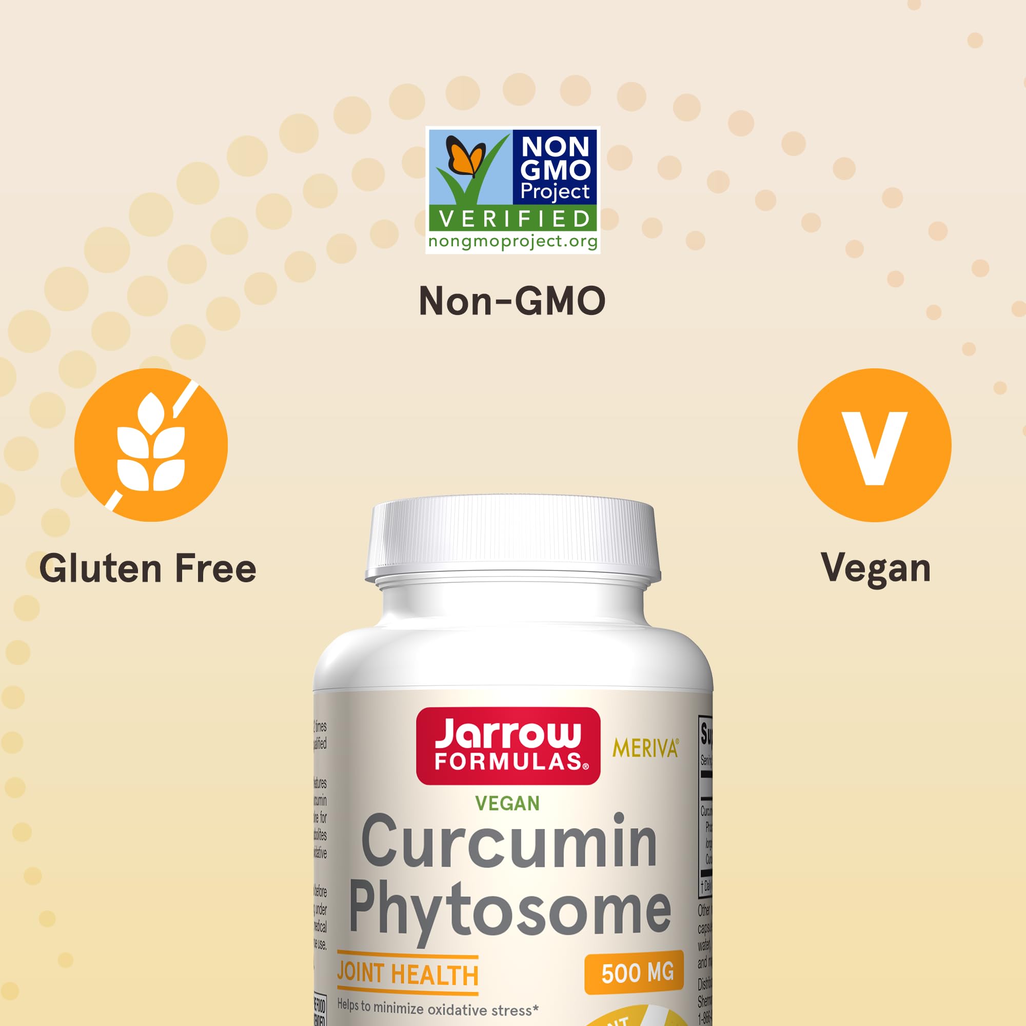 Nutrition facts panel for Jarrow Curcumin Phytosome 500 mg