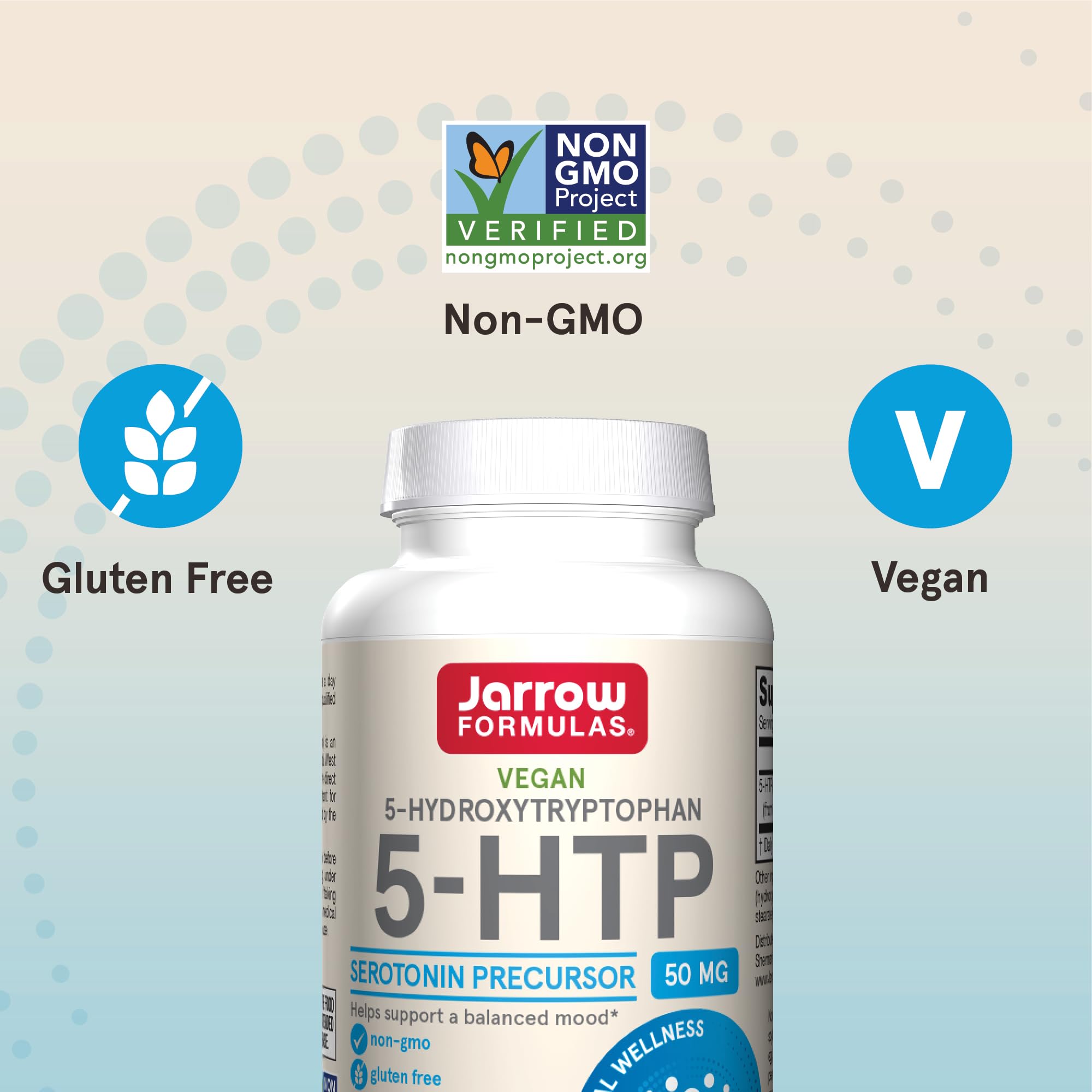 Vegan 5-HTP capsules in bottle
