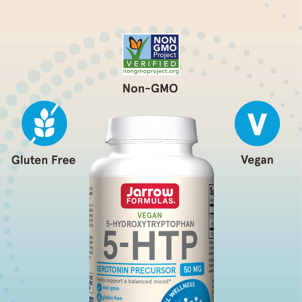Vegan 5-HTP capsules in bottle