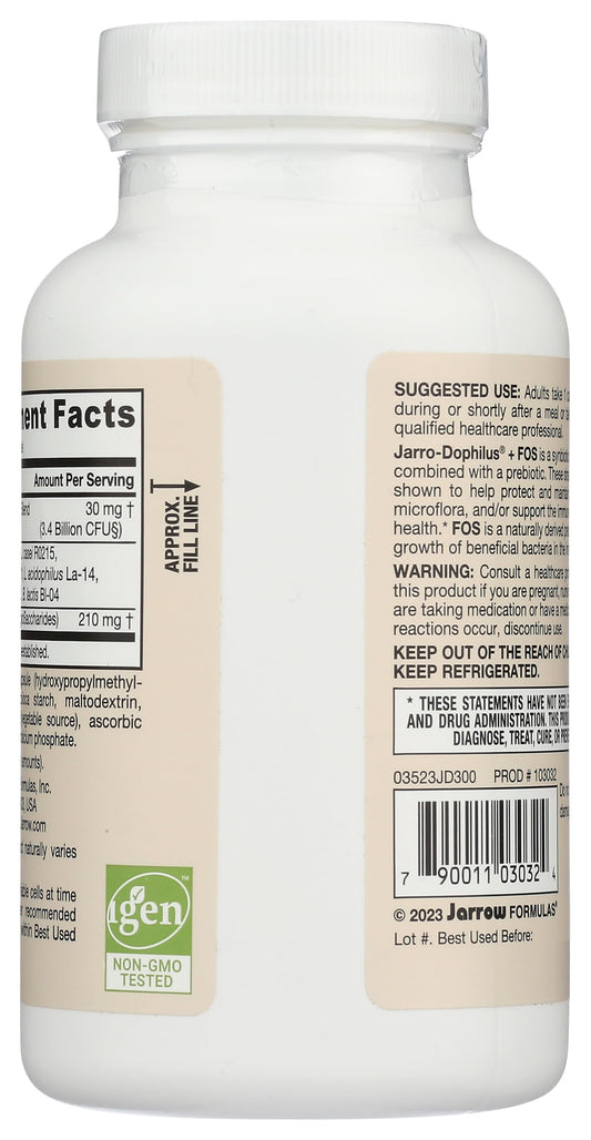 Back label with supplement facts and ingredients