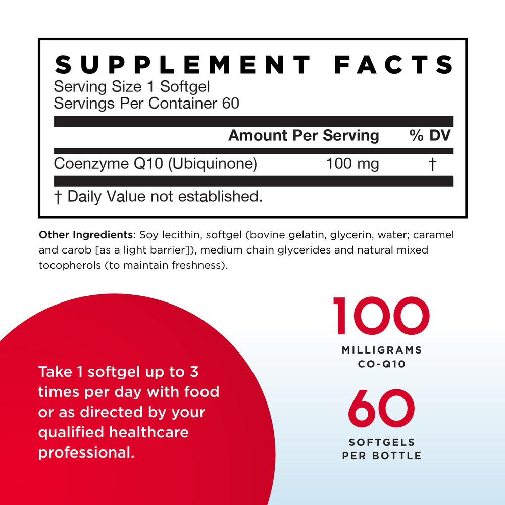 Side view of Jarrow Formulas Q-Absorb Co-Q10 100 mg bottle