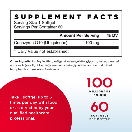 Side view of Jarrow Formulas Q-Absorb Co-Q10 100 mg bottle