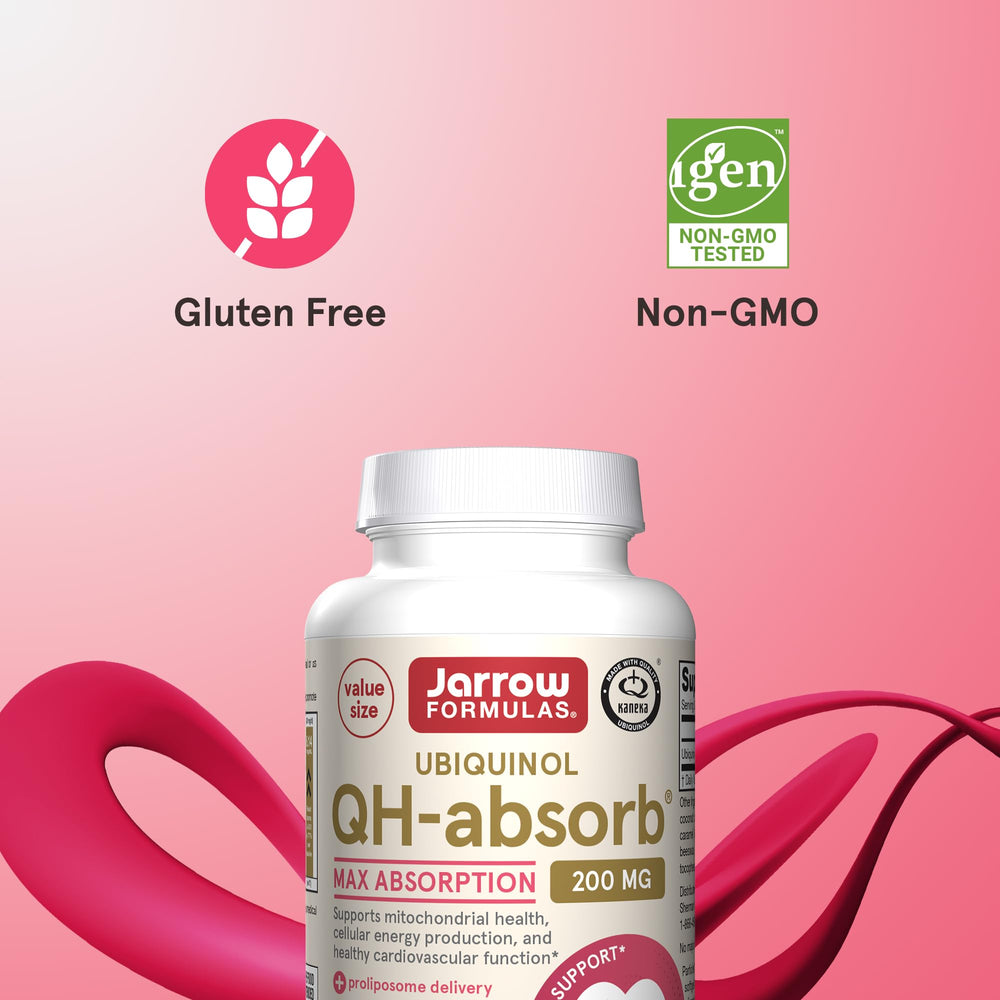Jarrow Formulas QH-Absorb heart health icon signaling cardiovascular support.