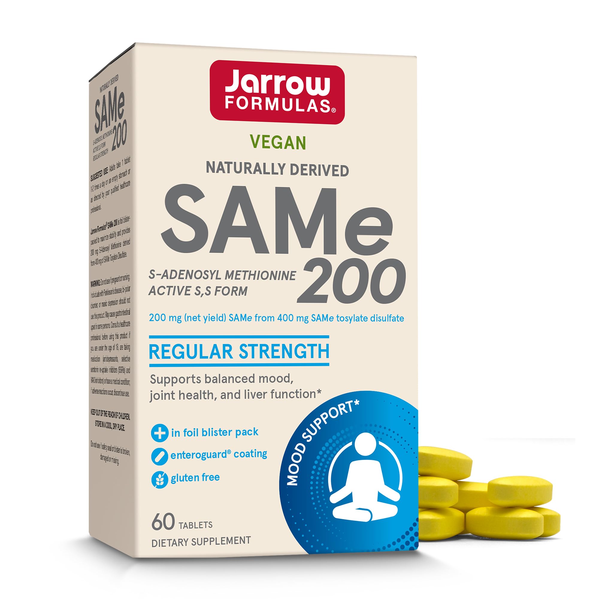 Jarrow SAMe 200 mg bottle front view