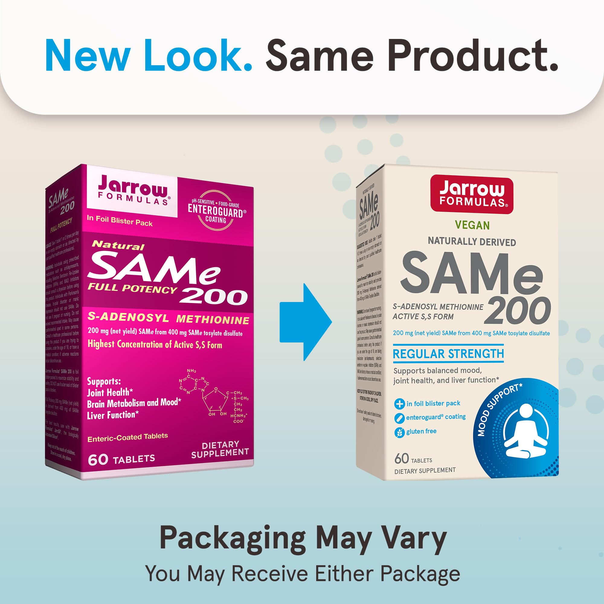 Enteric-coated SAMe tablets