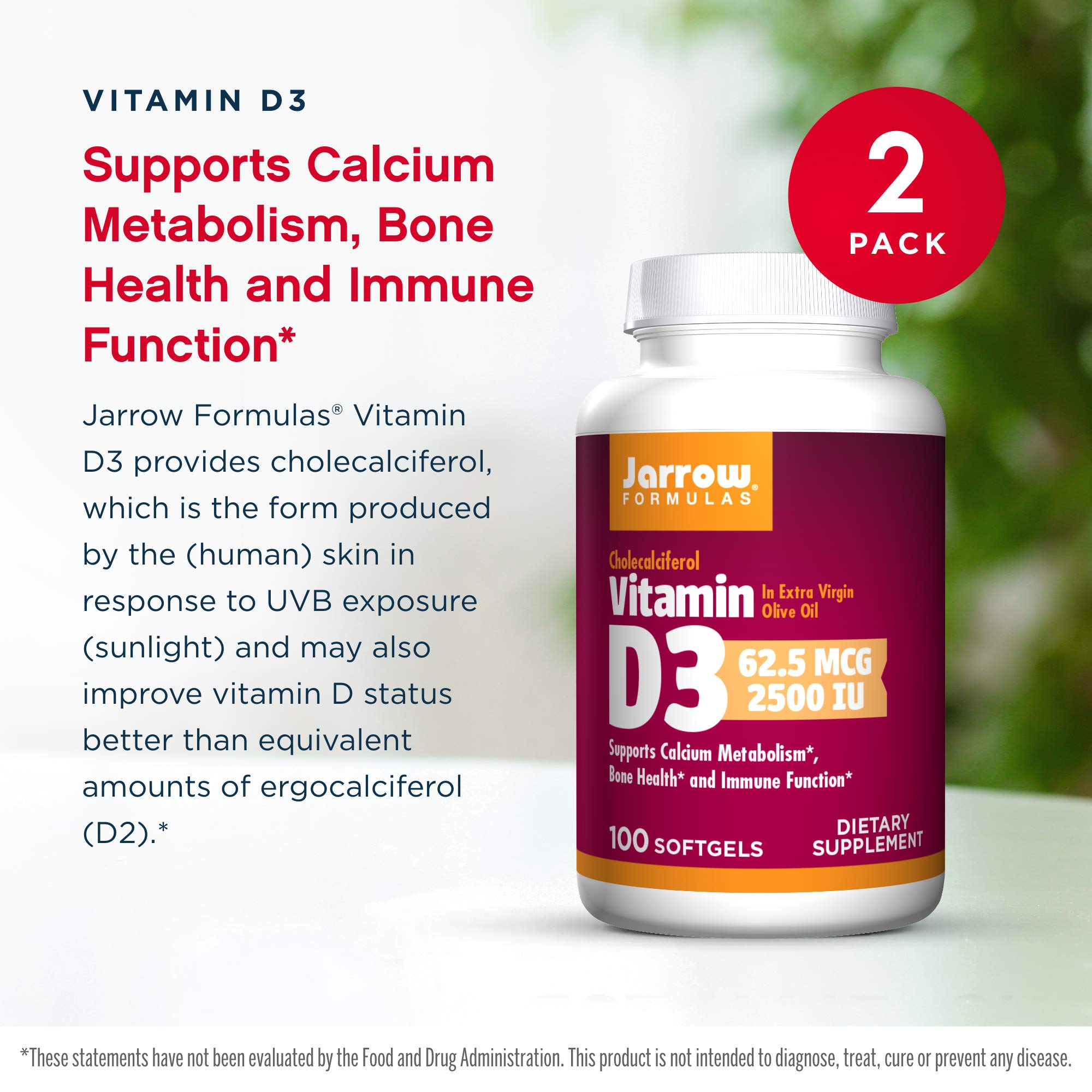 Bottle close-up showing Vitamin D3 2500 IU softgels