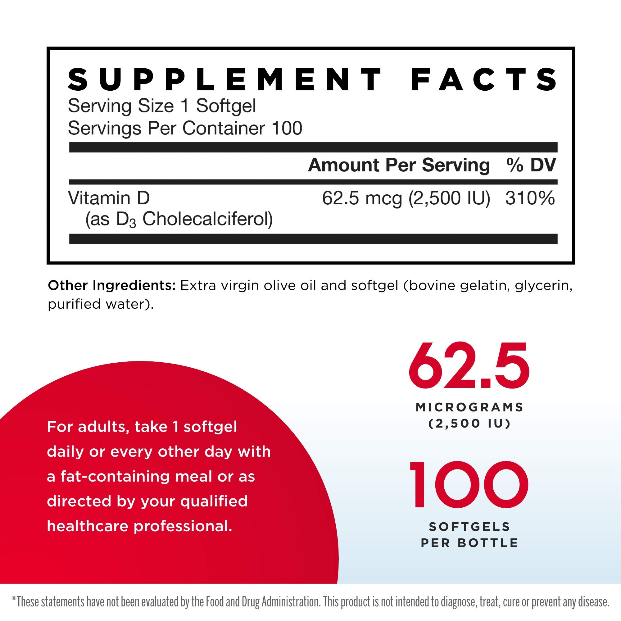 Close-up of Jarrow Vitamin D3 2500 IU label