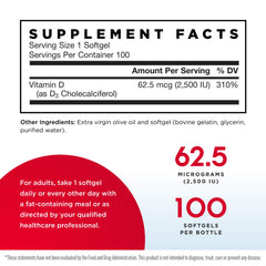 Close-up of Jarrow Vitamin D3 2500 IU label