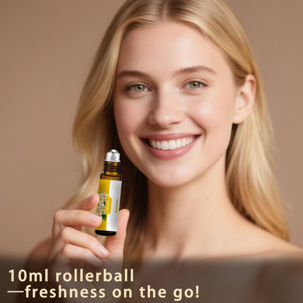 Jasmine essential oil bottle with drops