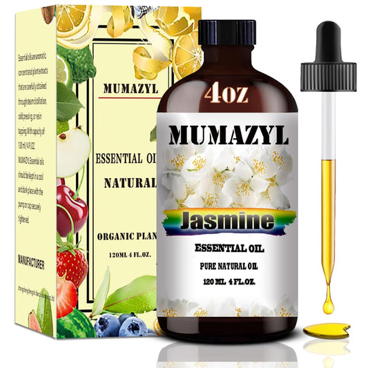 Amber glass Jasmine essential oil bottle with dropper (4 oz / 120 ml)