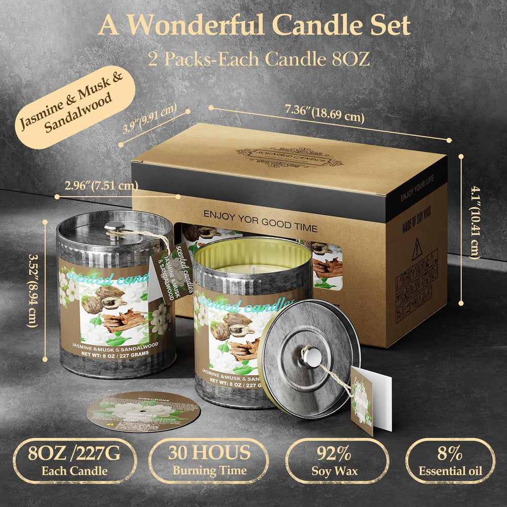 Two 16oz soy wax candles with 8% essential oils