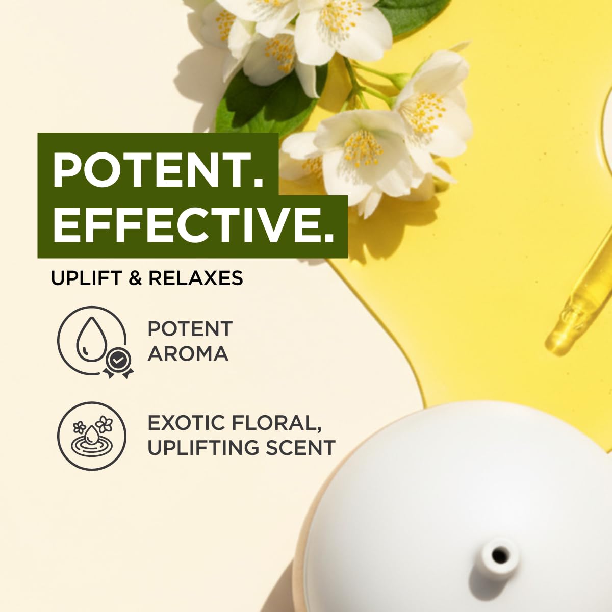 Jasmine essential oil diffusing in a diffuser