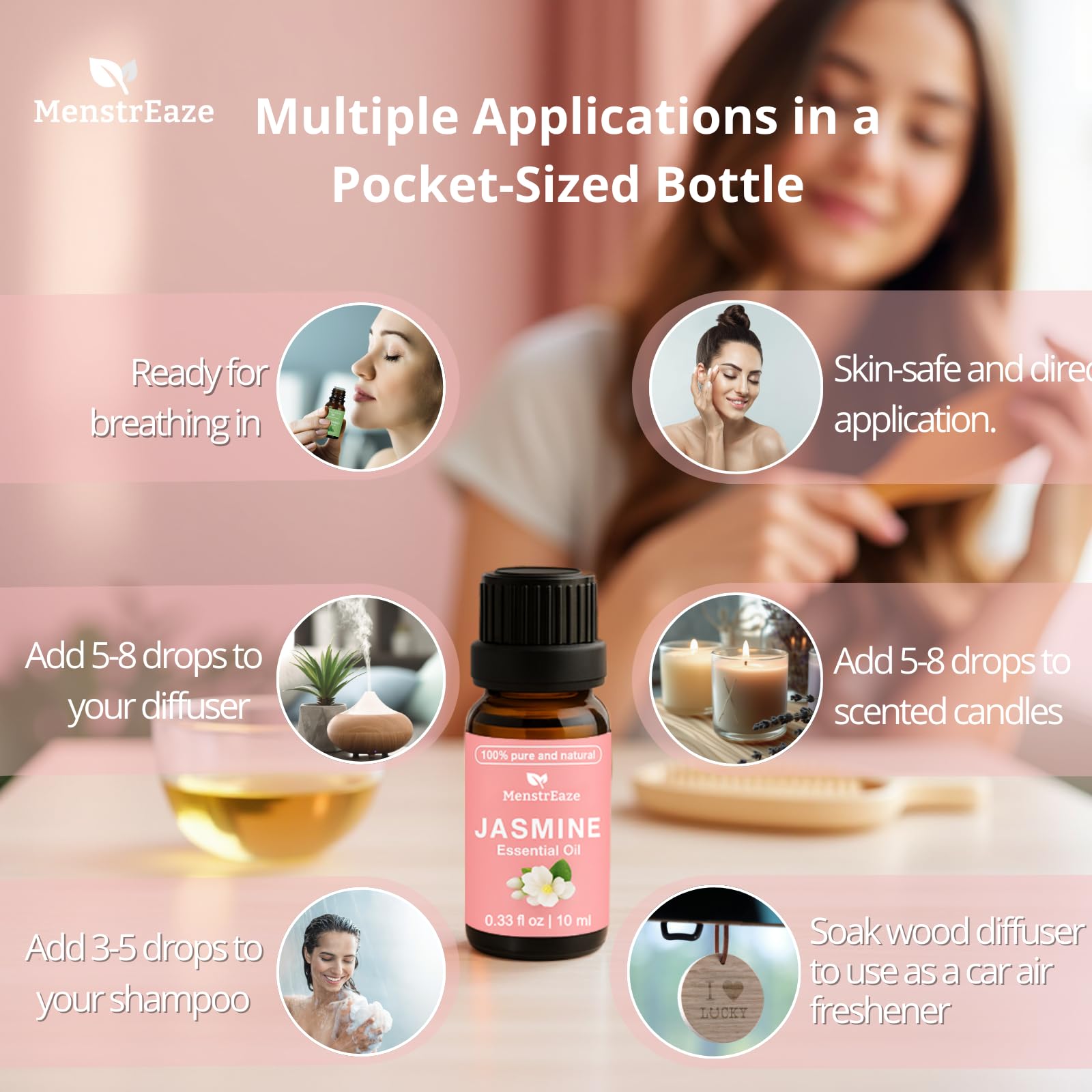 Jasmine oil applied to skin for hydration and glow