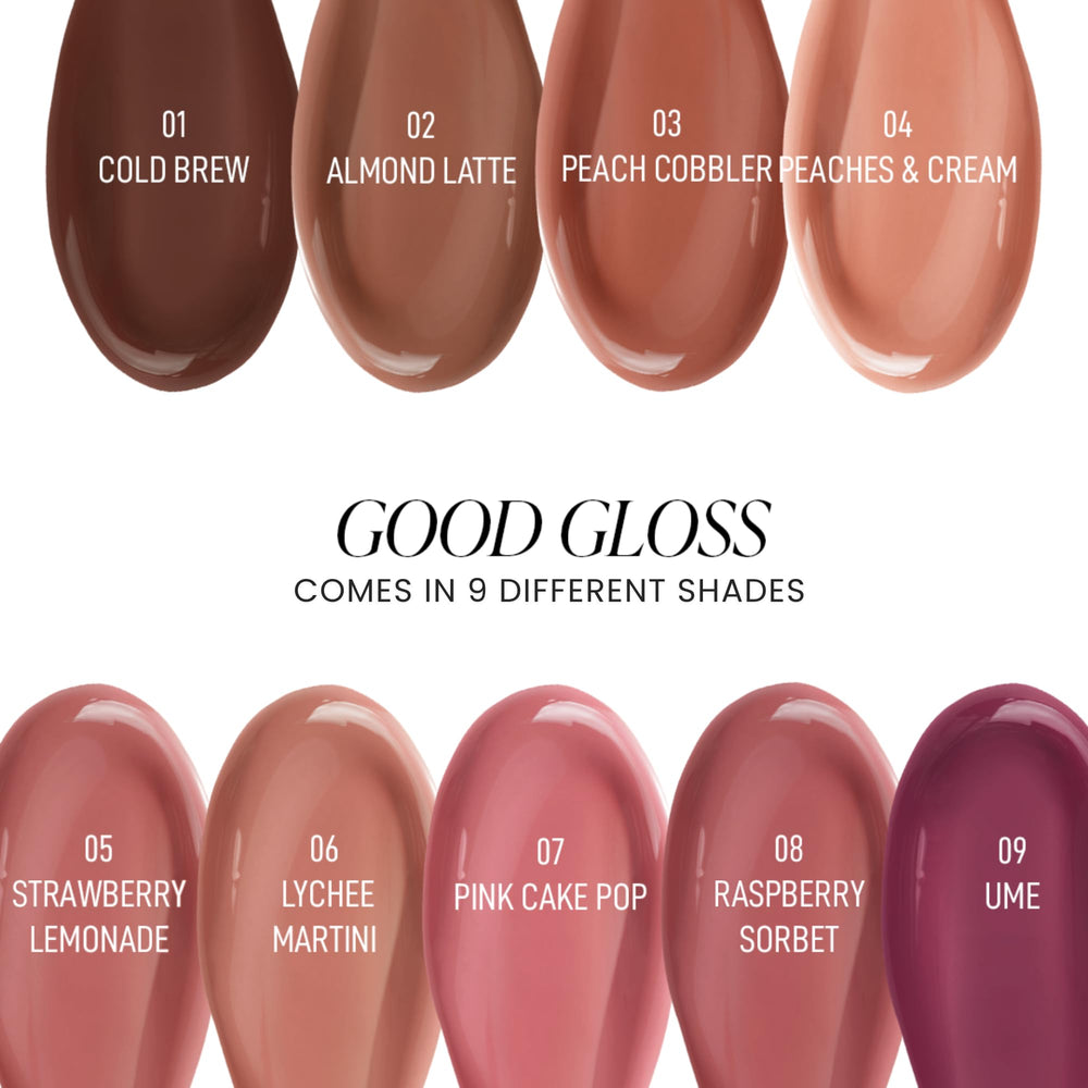Hyaluronic acid in Jason Wu Good Gloss Almond Latte for subtle plumping effect.
