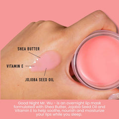Jason Wu Good Night Mr. Wu lip mask applied on lips for comfort