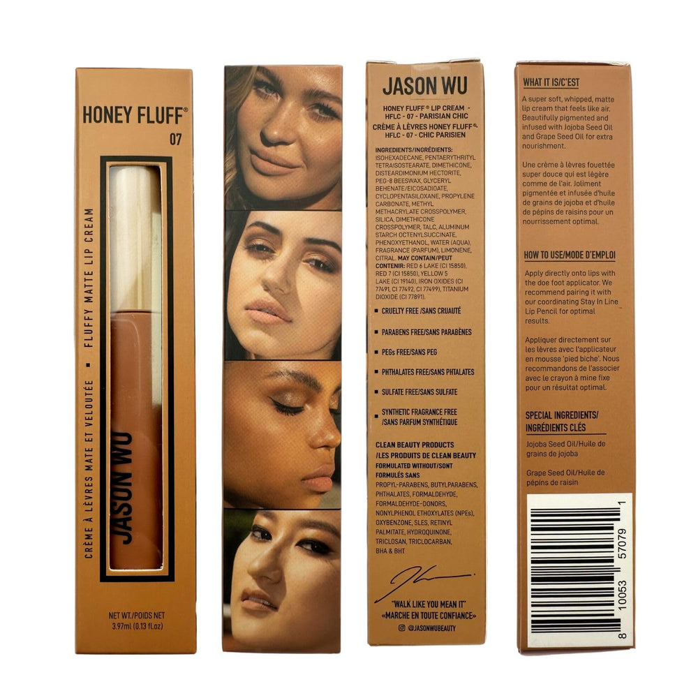 Jason Wu Honey Fluff Lip Cream Parisian Chic on lips delivers lightweight, pigmented color.