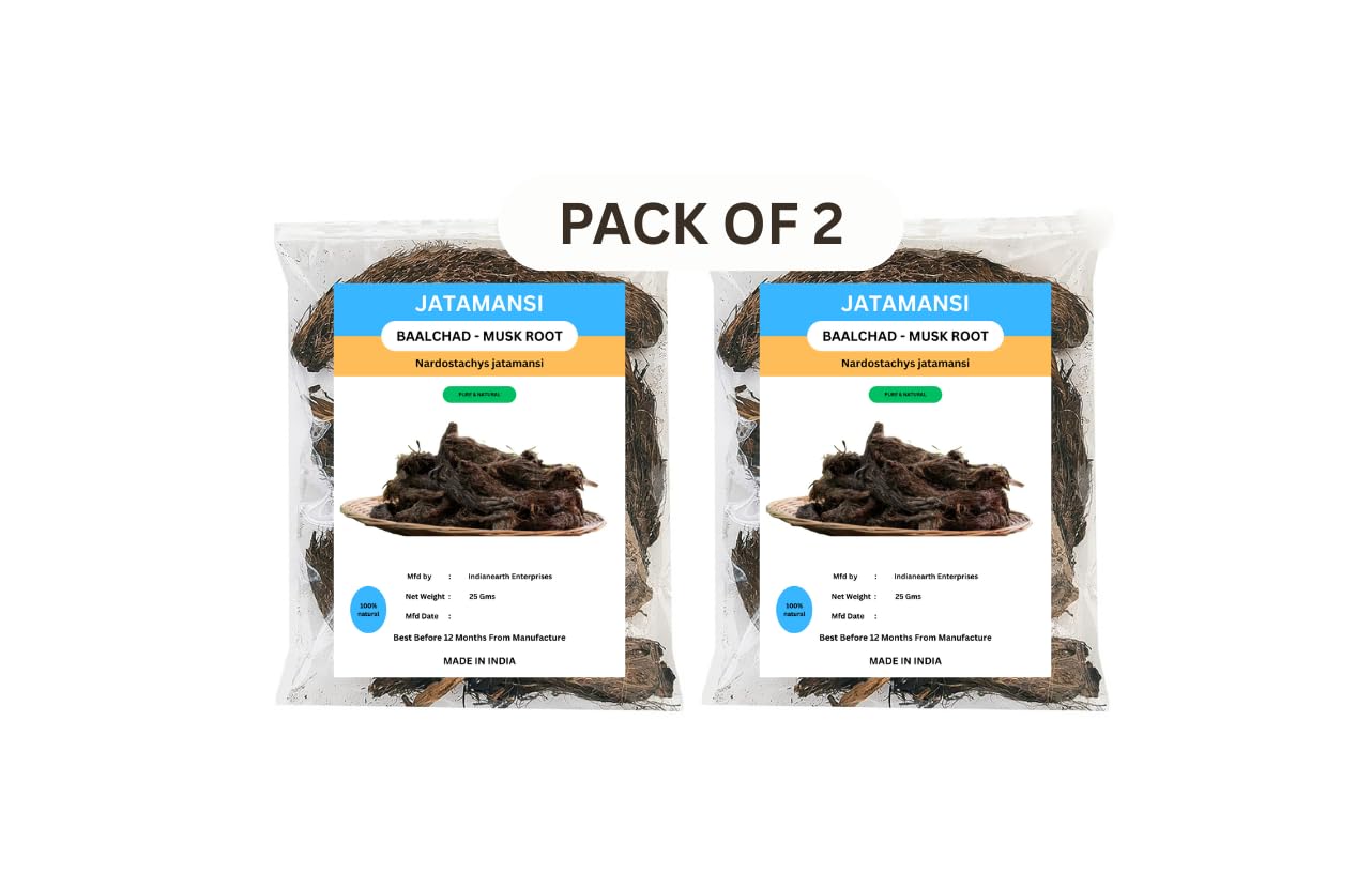 Back view of 25g Jatamansi Root pack packaging
