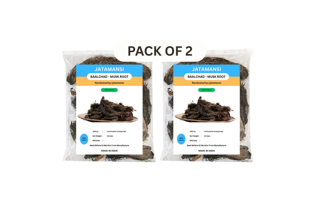 Back view of 25g Jatamansi Root pack packaging