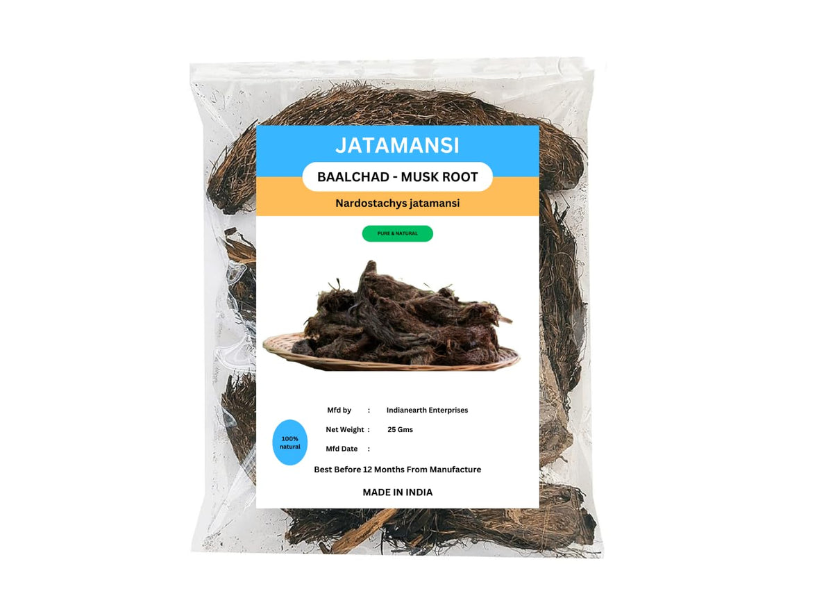 Front view of 25g Jatamansi Root pack