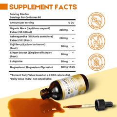Front label of Javeriah Maca Root Liquid Drops 4 oz bottle
