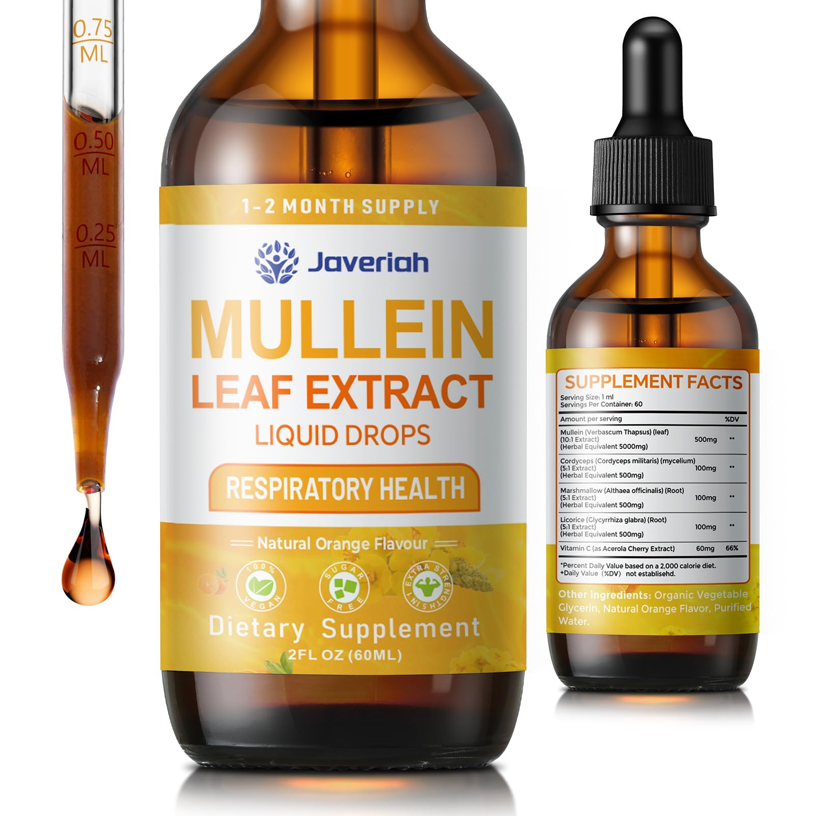 Javeriah Mullein Drops 2oz bottle for lungs cleanse