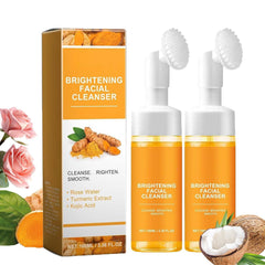 Jaysuing Turmeric Face Wash bottle releasing rich foam for gentle cleansing.
