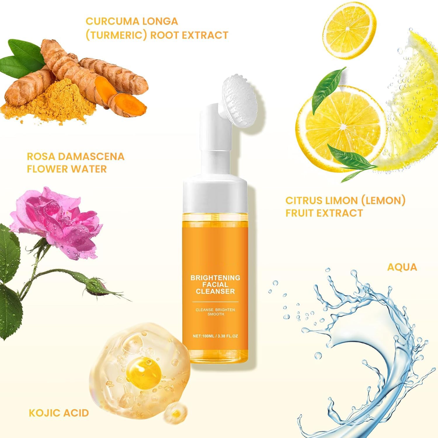 Jaysuing Turmeric Face Wash foam pump in action for easy daily cleansing.
