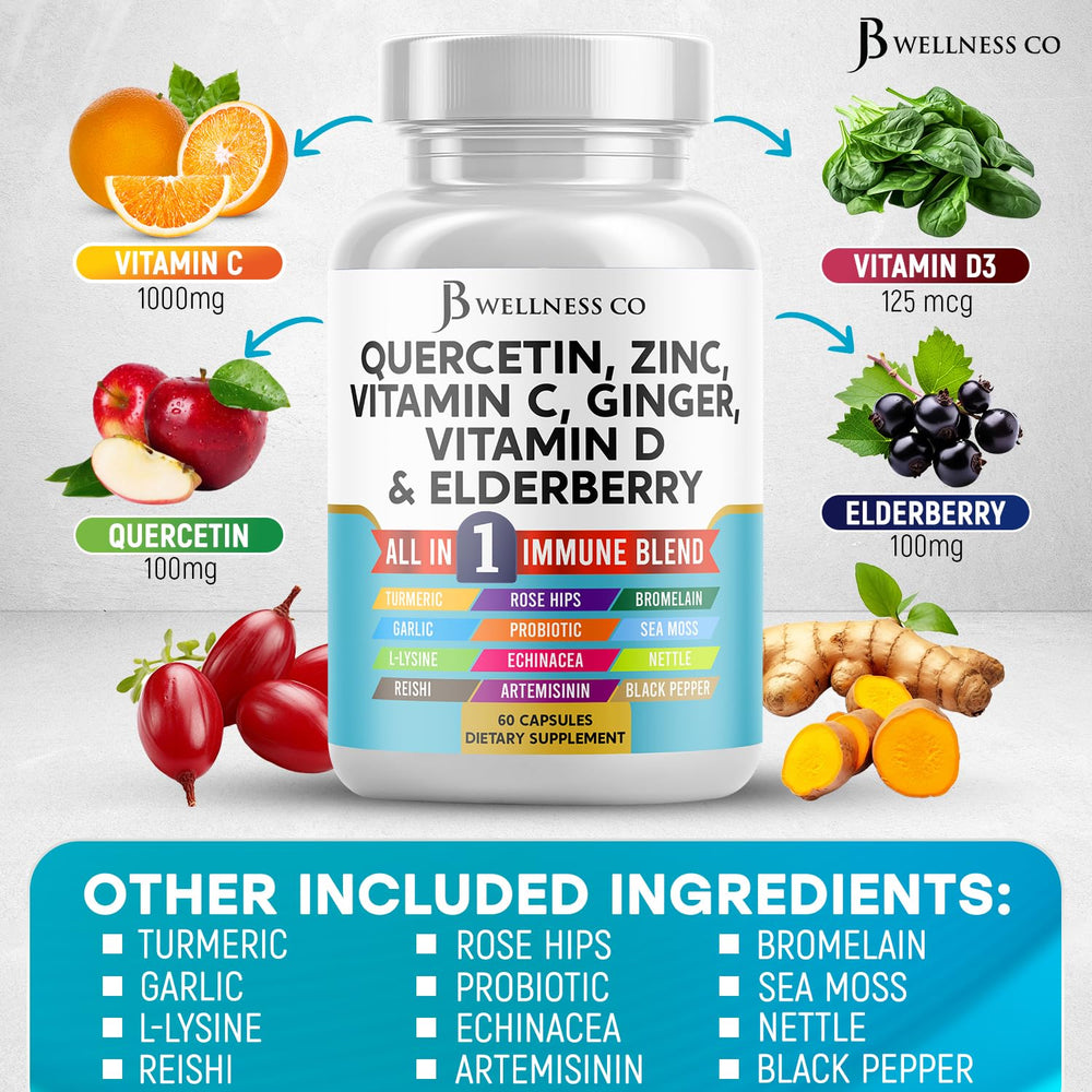 180 count bottle of JB Wellness Co immune support supplement